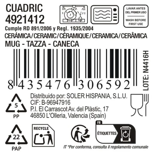 Puodelis La Mediterránea Cuadric 320 ml Keramikinis (18 vnt.)
