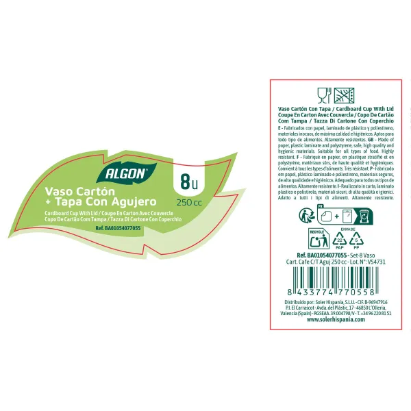 Stiklinių rinkinys Algon Ruda Kartonas 250 ml 8 Dalys (18 vnt.)