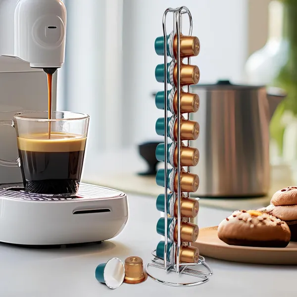 Coffee Capsule Organiser Quttin Silver Iron 10 x 9 x 37,5 cm (12 Units)