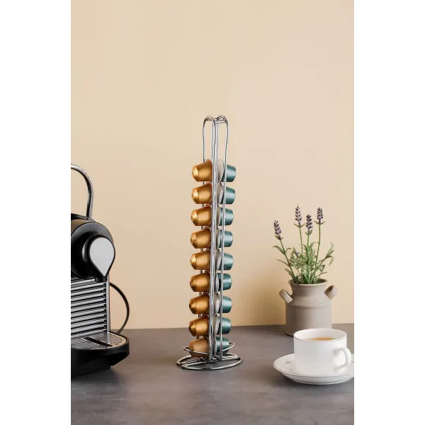 Coffee Capsule Organiser Quttin Silver Iron 10 x 9 x 37,5 cm (12 Units)