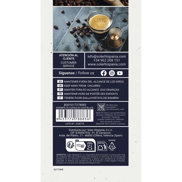 Coffee Capsule Organiser Quttin Black Iron (12 Units)