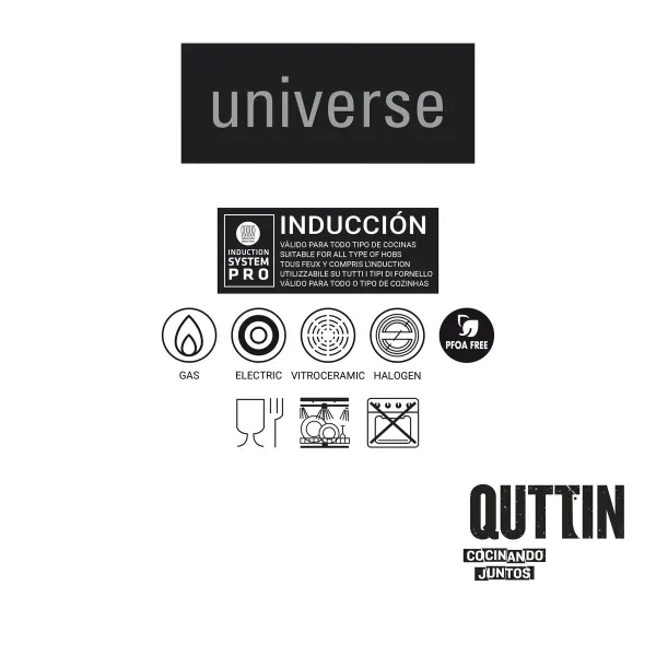 Keptuvė Quttin UNIVERSE Juoda Aliuminis Ø 26 cm (6 vnt.)