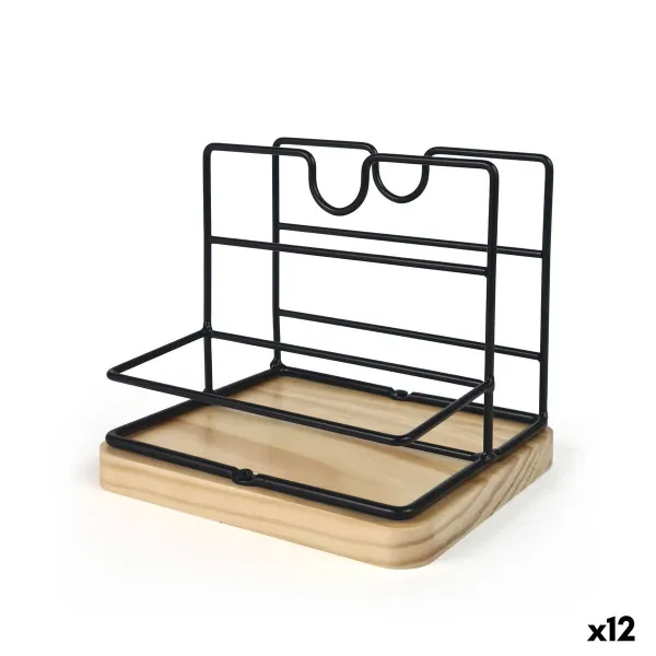 Monikäyttöinen järjestelijä My Bar Ruskea Musta Puu Metalli 15 x 13 x 14 cm (12 osaa)