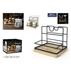 Universalus dėklas My Bar Ruda Juoda Medžio Metalinis 15 x 13 x 14 cm (12 vnt.)