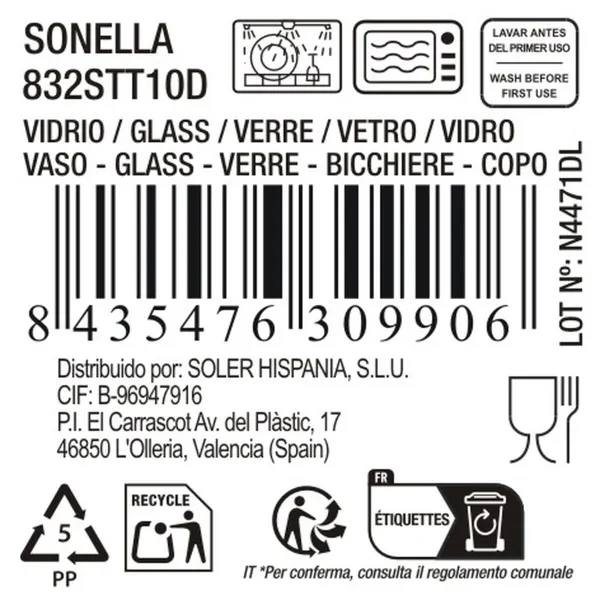 Lasi La Mediterránea Sonella Läpinäkyvä Lasi (36 Osaa)