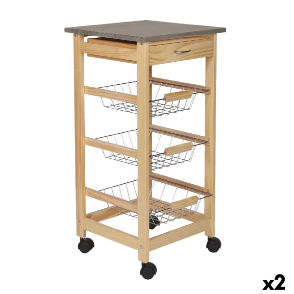 Kasviskärry MobleKit Ruskea Harmaa Puu Metalli 37 x 37 x 76 cm (2 osaa)