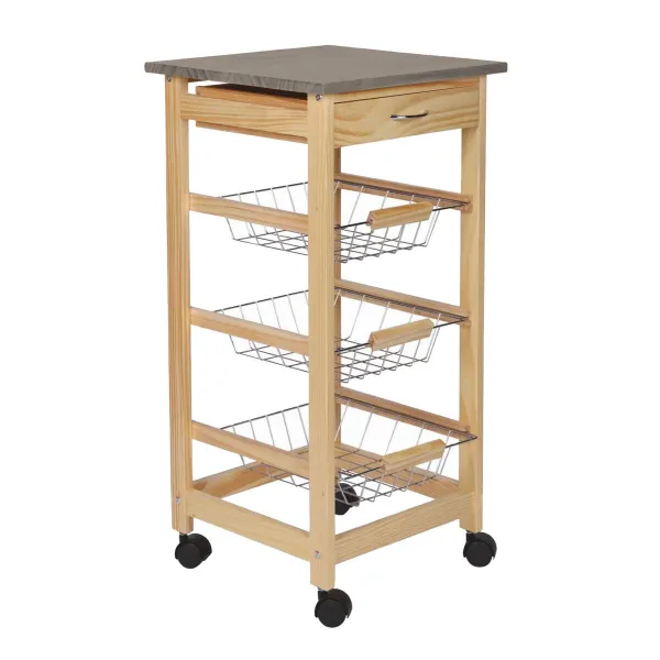 Dārzeņu ratiņi MobleKit Brūns Pelēks Koks Metāls 37 x 37 x 76 cm (2 gb.)
