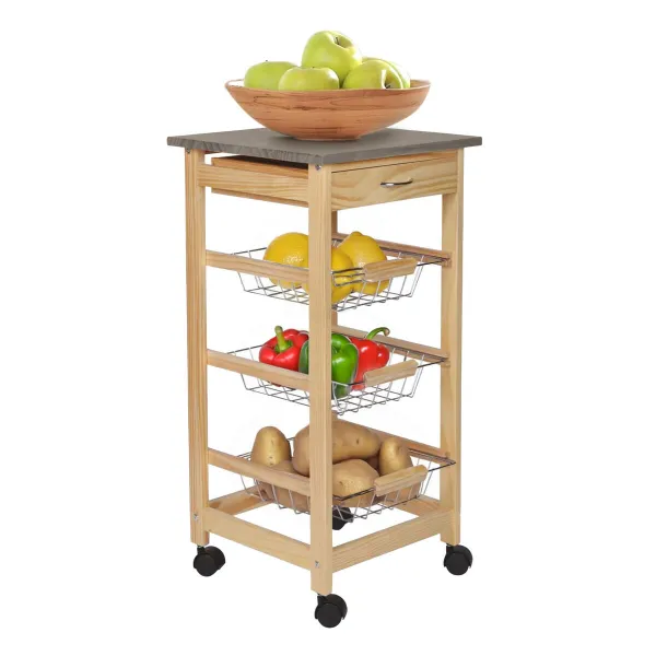 Kasviskärry MobleKit Ruskea Harmaa Puu Metalli 37 x 37 x 76 cm (2 osaa)