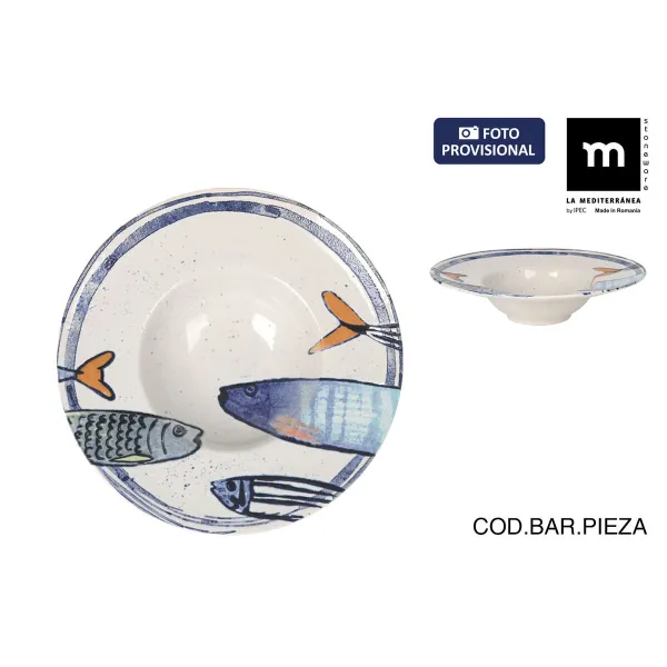 Pasta Dish La Mediterránea Peixe 2.0 Multicolour Ceramic Ø 28 cm (6 Units)