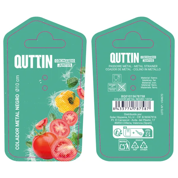 Sietiņš Quttin Melns Metāls Ø 10 cm (24 gb.)