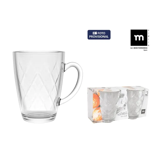 Osainen kahvikuppisetti La Mediterránea Naira Diamond Läpinäkyvä 2 Kappaletta (36 Osaa)