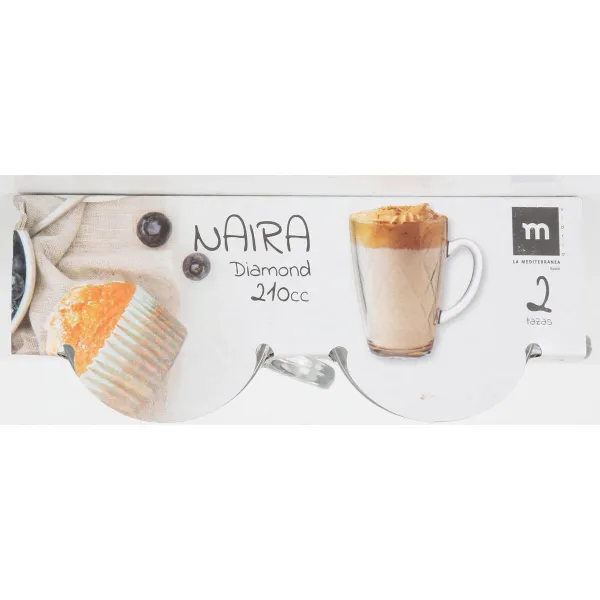 Piece Coffee Cup Set La Mediterránea Naira Diamond Transparent 2 Pieces (36 Units)