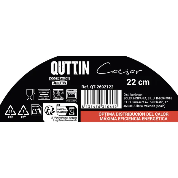 Pan Quttin CAESAR Silver Steel Ø 22 cm (6 Units)