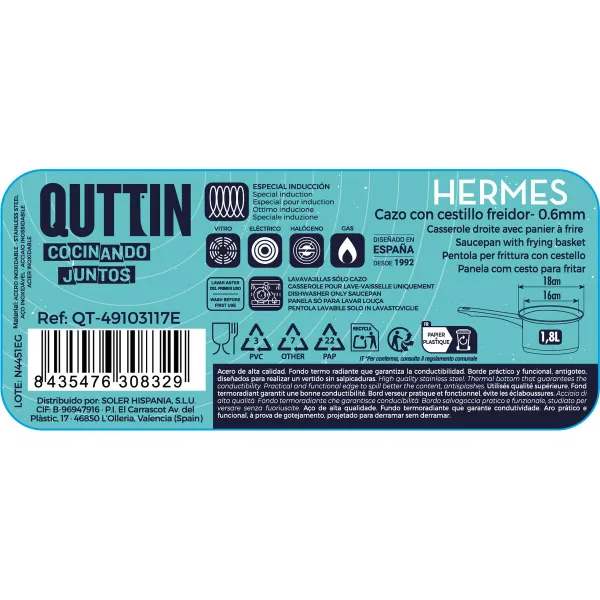 Kastikekattila Quttin Hermes Hopeinen Ø 16 cm 1,8 L (4 osaa)