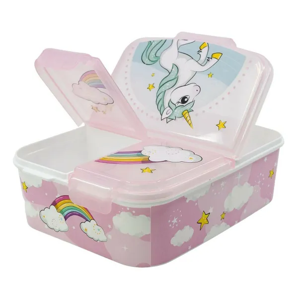Pusdienu Kastīte ar Piederumu Nodalījumu Stor Unicorn Rainbow (6,7 x 16,5 x 19,5 cm)
