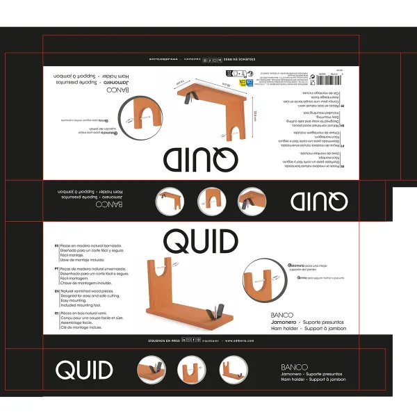 Medinis kumpio laikiklis Quid Banco Medžio mediena ir metalas (35 x 14 x 22,5 cm)