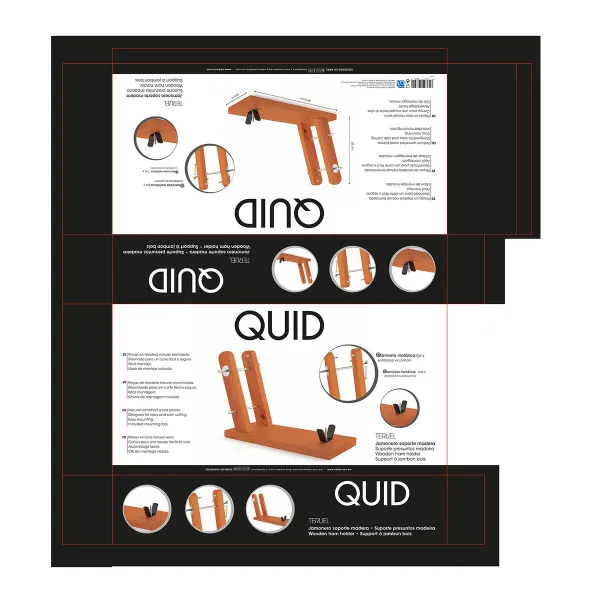 Деревянная Подставка для Нарезки Хамона Quid Teruel Деревянный дерево и металл (44,5 x 18 x 33 cm)