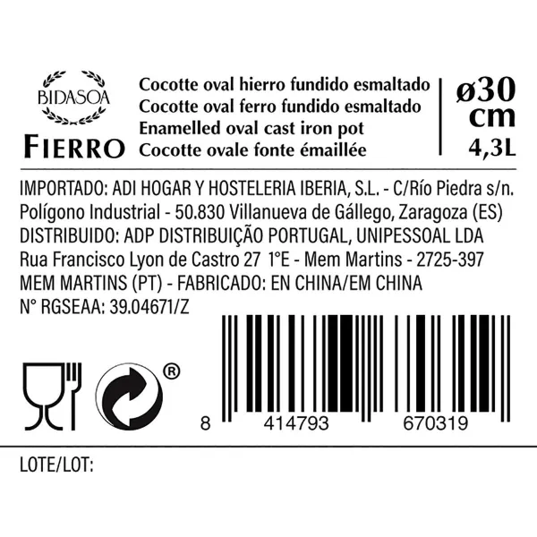Кастрюля с крышкой Bidasoa Fierro Красный 4,3 L 30 x 23 cm Ø 30 cm