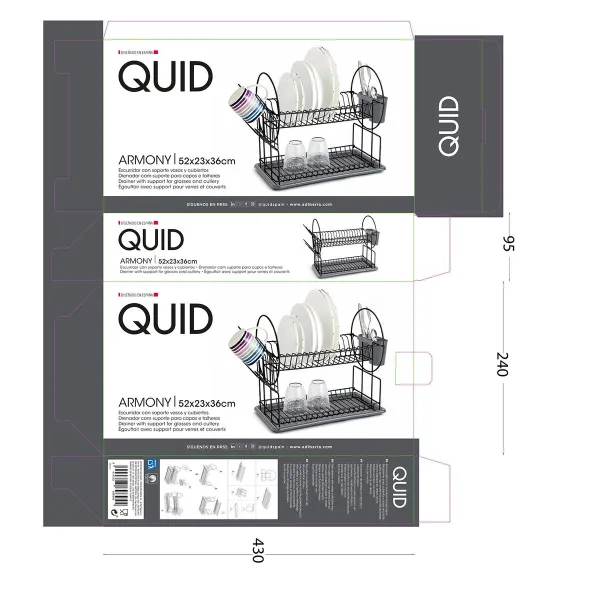 Drainer Quid Grey Metal (52 x 23 x 36 cm)