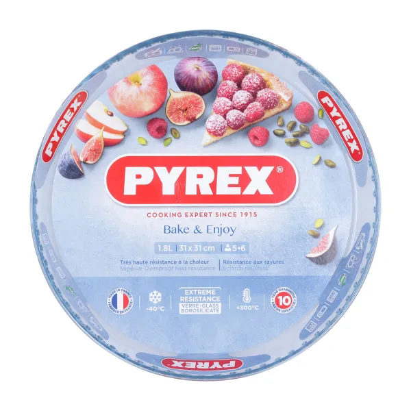 Kūkas Veidne Pyrex Classic Vidrio Caurspīdīgs Stikls Plakans Apaļš 31 x 31 x 4 cm 6 gb.