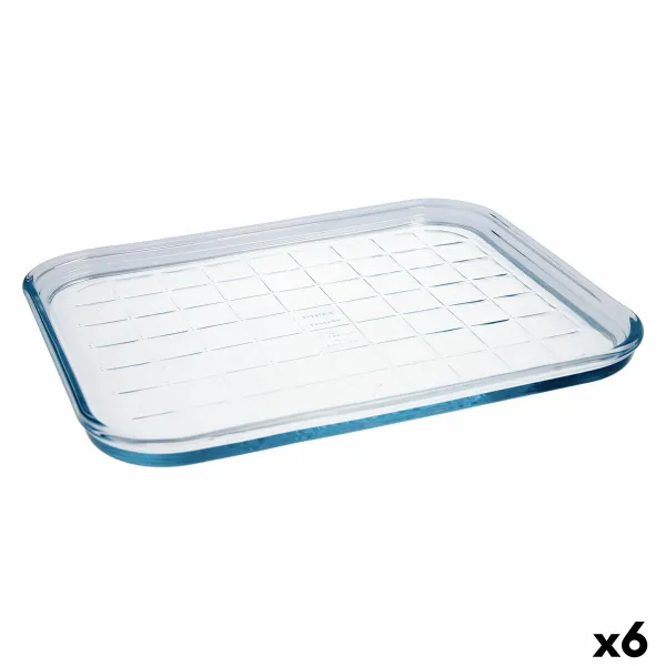 Taisnstūrveida Veidne Pyrex Classic Vidrio Caurspīdīgs Stikls 33 x 27 x 2 cm Plakans (6 gb.)