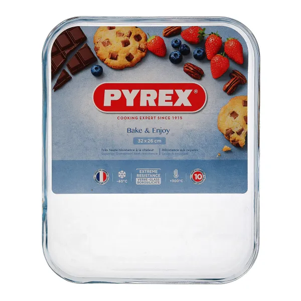 Stačiakampė liejimo forma Pyrex Classic Vidrio Skaidrus stiklas 33 x 27 x 2 cm Plokščias (6 vnt.)