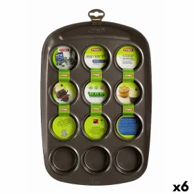 Keksiukų kepimo skarda Pyrex Asimetria Juoda 38 x 25 x 5 cm (6 vnt.)