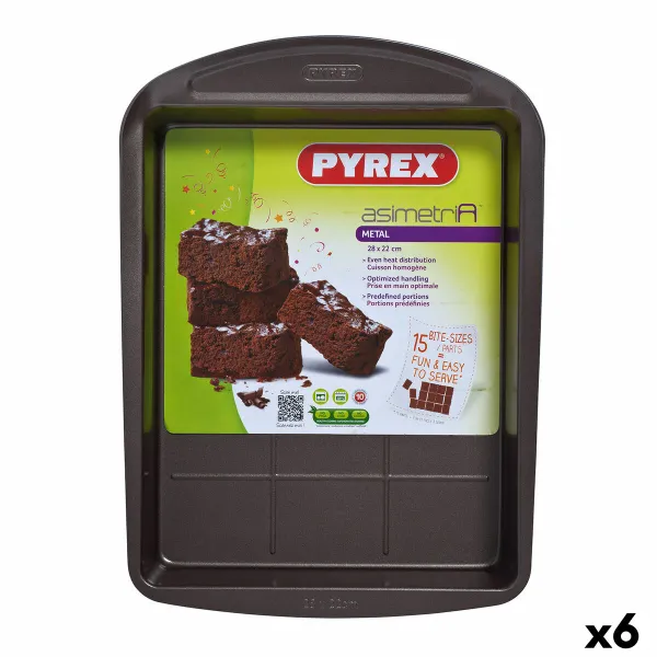 Stačiakampė liejimo forma Pyrex Asimetria Juoda Metalinis 28 x 22 cm Stačiakampis (6 vnt.)