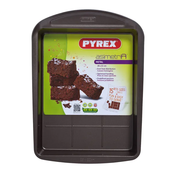 Taisnstūrveida Veidne Pyrex Asimetria Melns Metāls 28 x 22 cm Taisnstūra (6 gb.)