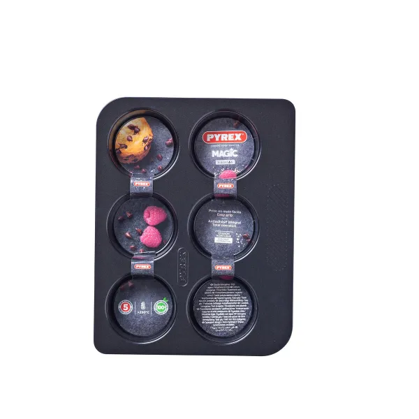 Muffinssi Vuoka Pyrex Magic Musta 24 x 18 x 3 cm (6 osaa)