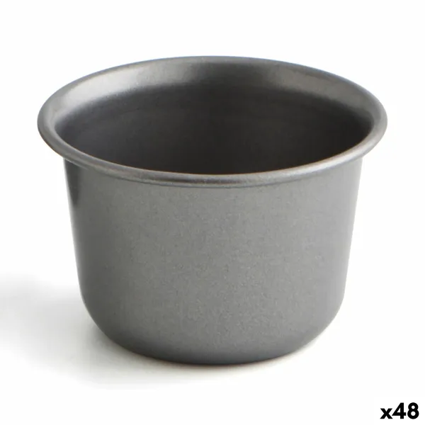 Flan Mould Quid Sweet Grey Black Metal (48 Units)