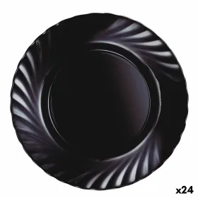 Plakans trauks Luminarc Trianon Black Melns Stikls Ø 24,5 cm (24 gb.)