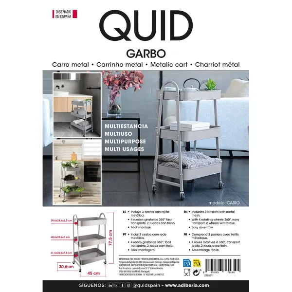 Vegetable trolley Quid Casio Grey Metal 45 x 30,6 x 77,5 cm