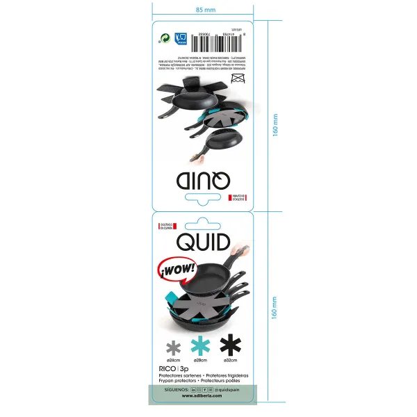 Frying Pan Protector Quid Rico Textile Set 3 Pieces