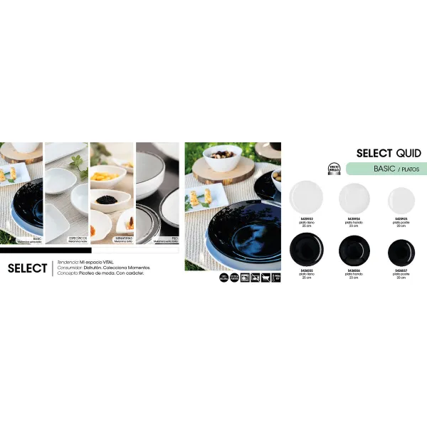 Deep Plate Quid Select Basic Black Melamin 23 cm (24 Units)