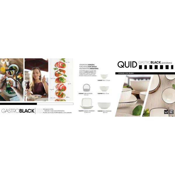 Uzkodu Bļoda Quid Gastro Black Balts Melns Keramika (6 gb.)