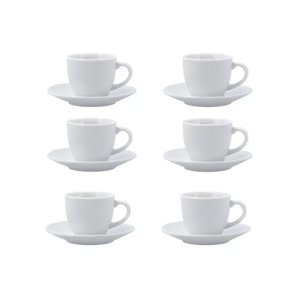 Cup with Plate Quid New Renova White Ceramic 90 ml (6 Units)