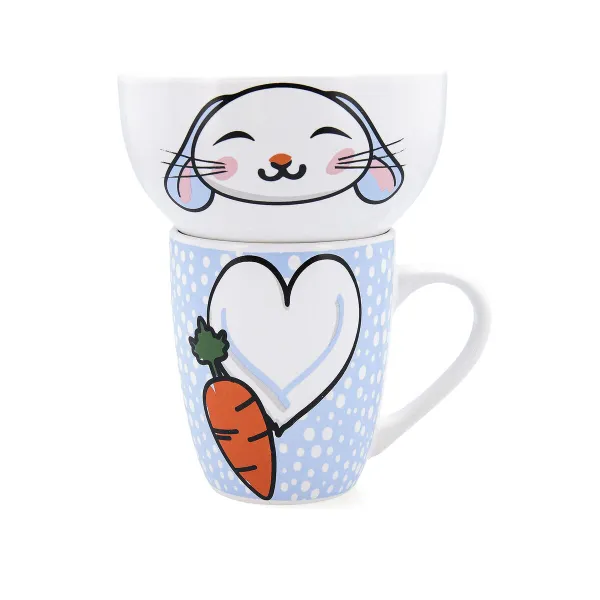 Set of Mugs Quid Zoo Multicolour Ceramic Rabbit