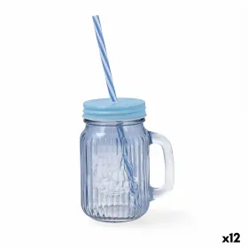 Krūze ar Vāciņu un Salmiņu Quid Maison Zils Stikls 450 ml (12 gb.)