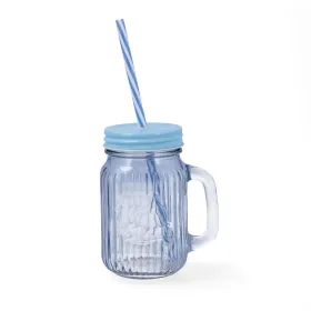 Krūze ar Vāciņu un Salmiņu Quid Maison Zils Stikls 450 ml (12 gb.)