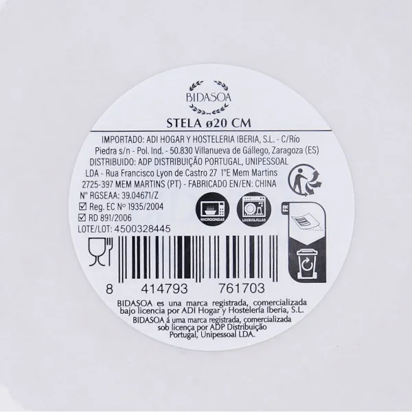 Deep Plate Bidasoa Stela White Ceramic Ø 20 cm (12 Units)