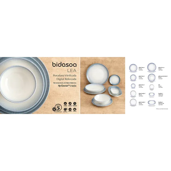 Plakans trauks Bidasoa Lea Hydrozero Balts Keramika Ø 27 cm (6 gb.)