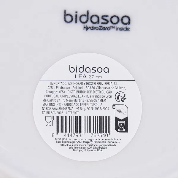 Flat Plate Bidasoa Lea Hydrozero White Ceramic Ø 27 cm (6 Units)
