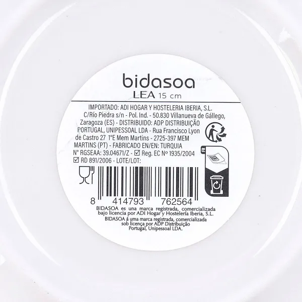 Nazis Bidasoa Lea Hydrozero Balts Keramika Ø 15 cm Maize (6 gb.)