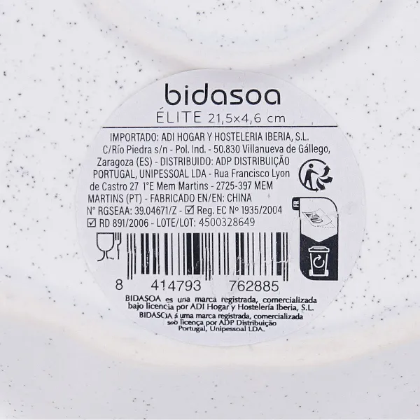 Deep Plate Bidasoa Elite Brown Ceramic 21,5 x 4,6 cm (6 Units)