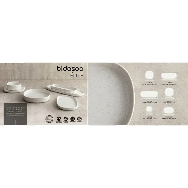 Snack tray Bidasoa Elite White 30,7 x 11,6 x 2 cm (12 Units)