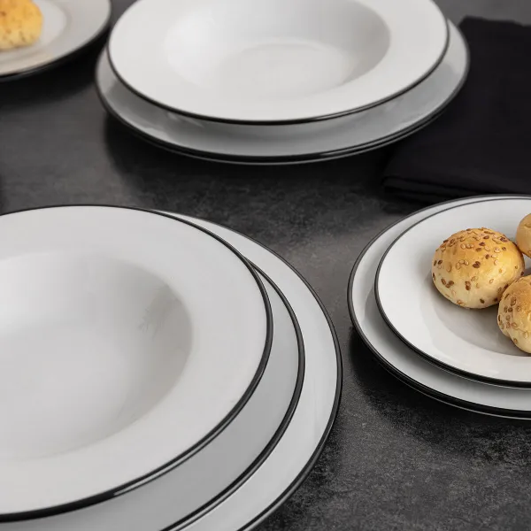Flat Plate Bidasoa Glacial Filo White Ceramic Ø 27 cm (12 Units)