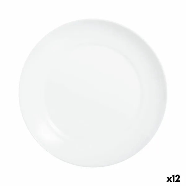 Flat Plate Luminarc Apy White Glass Ø 25 cm (12 Units)