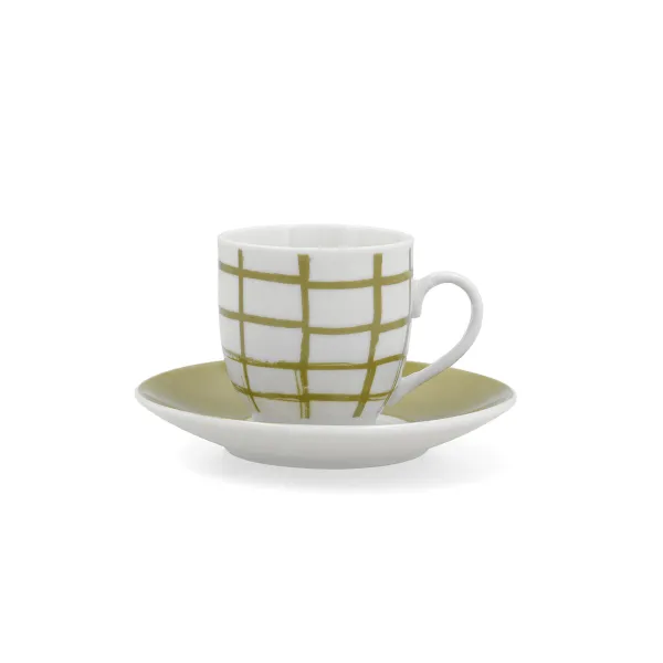 Cup with Plate Quid Kansas Green Ceramic 90 ml (6 Units)