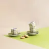 Cup with Plate Quid Kansas Green Ceramic 90 ml (6 Units)